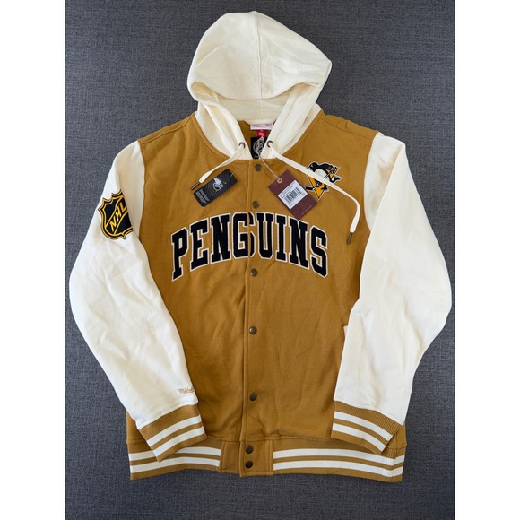 Mitchell & Ness Other - Mitchell & Ness Pittsburgh Penguins NHL Dusted Fleece Varsity Jacket Gold Large